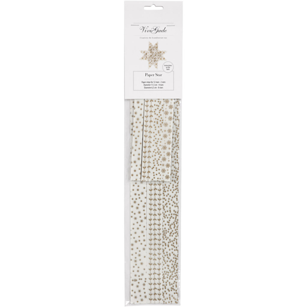 Papierstreifen für Fröbelsterne, L 44+78 cm, D 6,5+11,5 cm, B 15+25 mm, Gold, Weiß, 48 Streifen/ 1 Pck – Bild 2