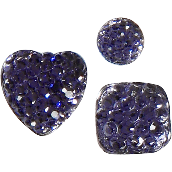 Strasssteine, rund, quadratisch, herzförmig, Größe 6+8+10 mm, Blau, 35 Stk/ 1 Pck – Bild 3