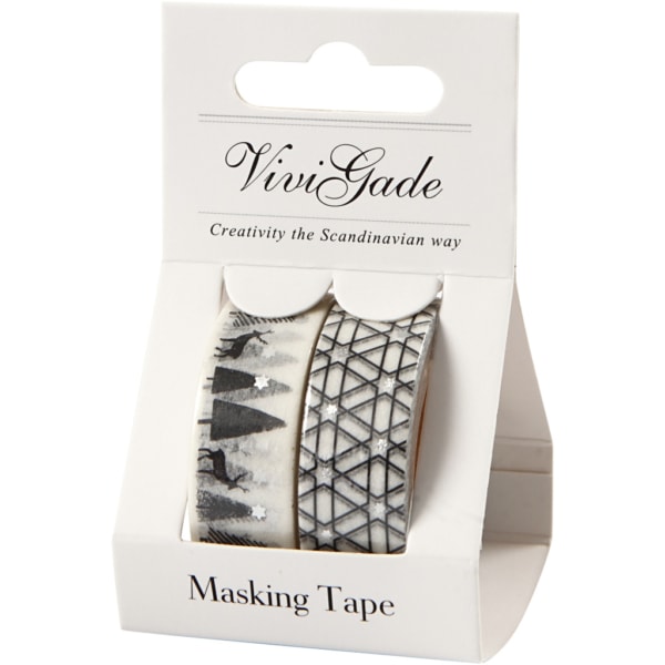 Washi Tape, Hirsche und grapisches Muster - Glanzfolie, B 15 mm, 2x4 m/ 1 Pck – Bild 2