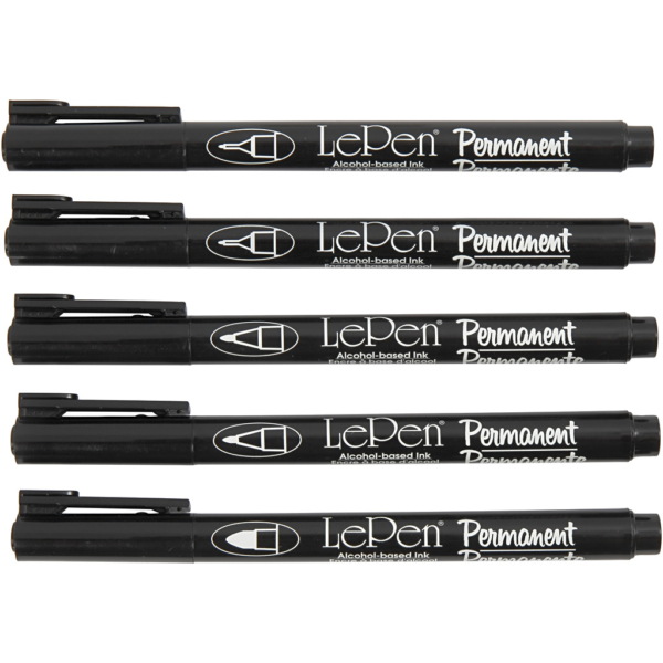 Permanent Marker, Strichstärke 2x0,6+2x0,8+1,3 mm, Schwarz, 5 Stk/ 1 Pck – Bild 2
