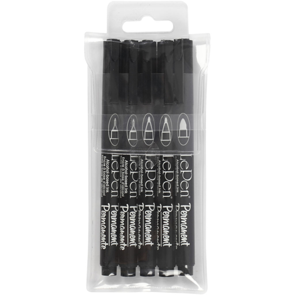 Permanent Marker, Strichstärke 2x0,6+2x0,8+1,3 mm, Schwarz, 5 Stk/ 1 Pck – Bild 3