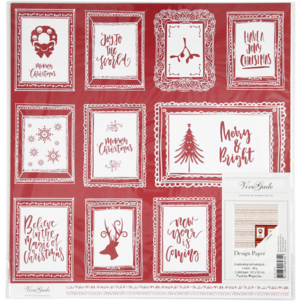 Design-Papier, Rahmen mit Text & Kritzeleien, 30,5x30,5 cm, 180 g, 5 Bl./ 1 Pck – Bild 2