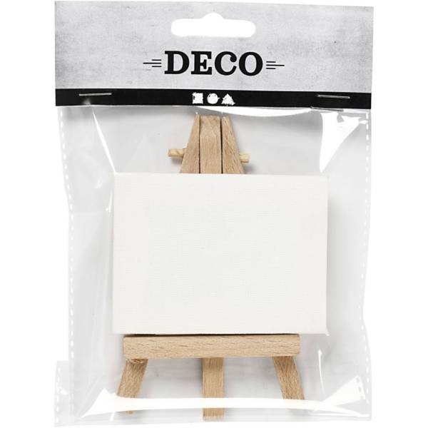 Mini-Staffelei mit Leinwand, H 11,5 cm, B 8 cm, Größe 8x6x1 cm, Weiß, 1 Stk – Bild 2