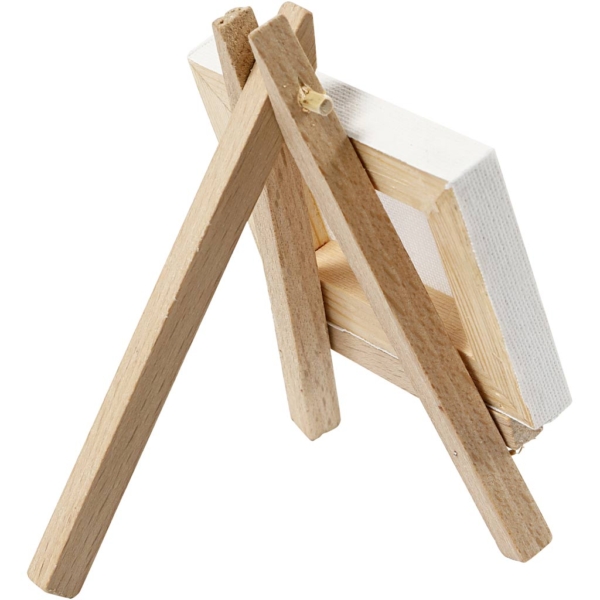 Mini-Staffelei mit Leinwand, H 11,5 cm, B 8 cm, Größe 8x6x1 cm, Weiß, 1 Stk – Bild 3
