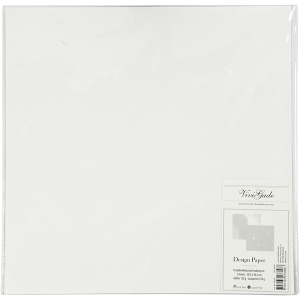 Design-Papier, 30,5x30,5 cm, 120+128 g, Weiß, 2 Bl./ 1 Pck – Bild 2