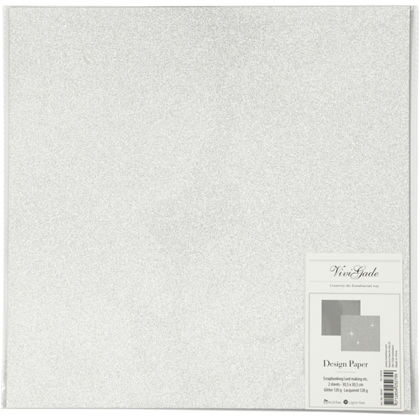 Design-Papier, 30,5x30,5 cm, 120+128 g, Silber, 2 Bl./ 1 Pck – Bild 2
