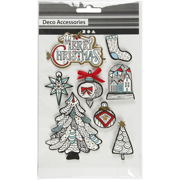 3D Sticker, Weihnachtliche Motive, H 32-80 mm, B 25-65 mm, 8 Stk/ 1 Pck – Bild 2