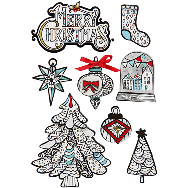 3D Sticker, Weihnachtliche Motive, H 32-80 mm, B 25-65 mm, 8 Stk/ 1 Pck – Bild 3