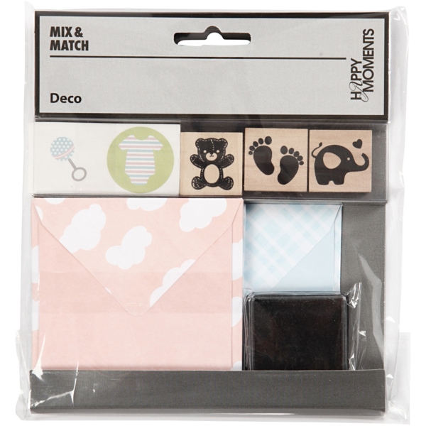 Karten- und Stempel-Set, Hellblau, Rosa, 1 Set – Bild 2