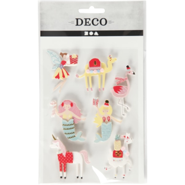 3D Sticker, Flamingo, Lama, Meerjungfrau, H 50-60 mm, B 30-45 mm, 7 Stk/ 1 Pck – Bild 2
