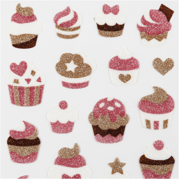 Glitzer-Sticker, Muffins, 10x16 cm, 1 Bl. – Bild 3