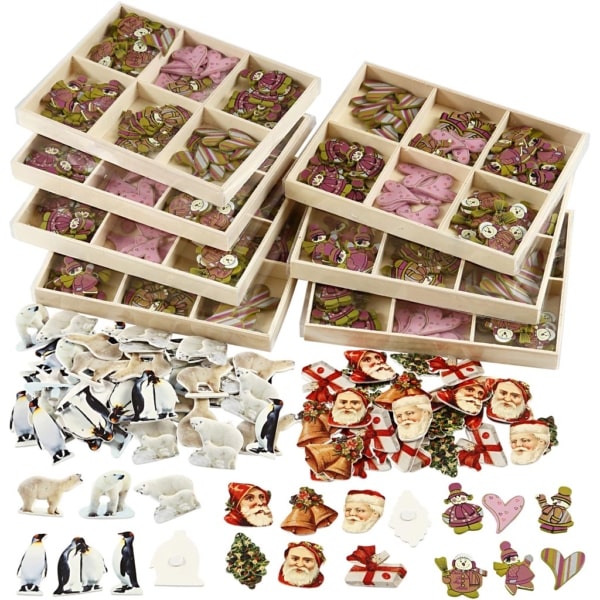 Holz-Sticker, H 40-50 mm, B 15-45 mm, Inhalt kann variieren , 600 Stk/ 1 Pck – Bild 2