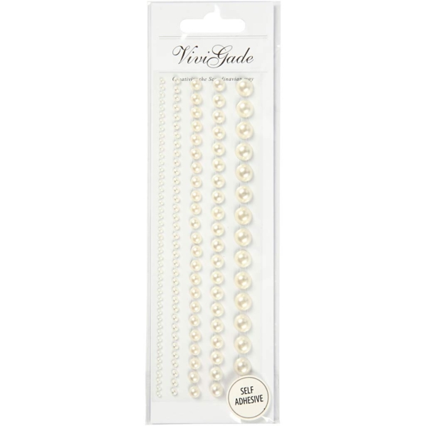 Halbperlen, Größe 2-8 mm, Weiß, 140 Stk/ 1 Pck – Bild 3