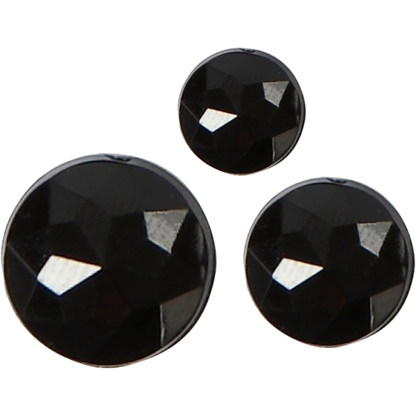 Strasssteine, Größe 6+8+10 mm, Schwarz, 40 Stk/ 1 Pck – Bild 3