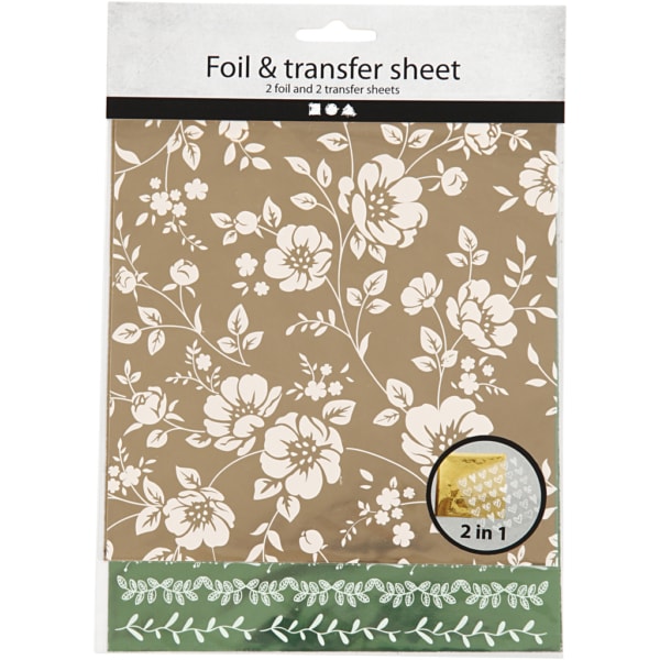 Dekofolie mit Transferblatt, Blumen, 15x15 cm, Gold, Grün, 2x2 Bl./ 1 Pck – Bild 2