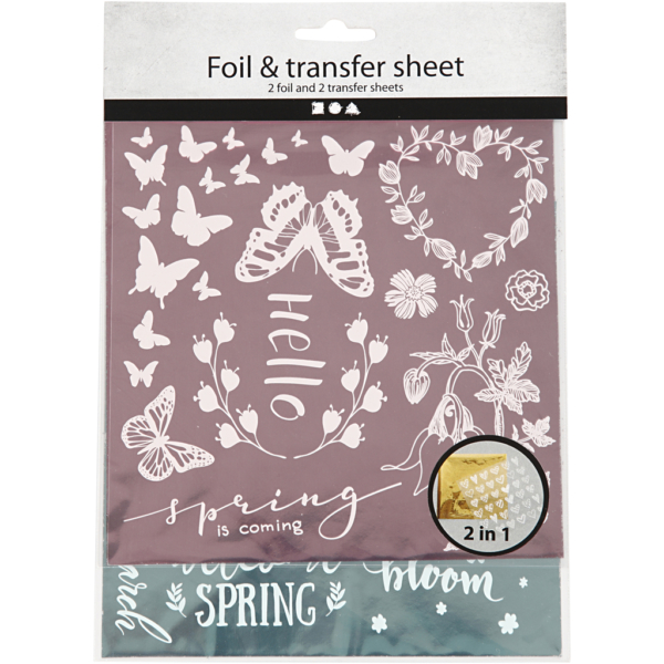 Dekofolie mit Transferblatt, Frühling, 15x15 cm, Hellblau, Pink, 2x2 Bl./ 1 Pck – Bild 2