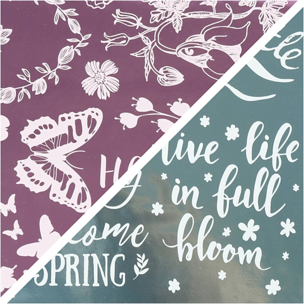 Dekofolie mit Transferblatt, Frühling, 15x15 cm, Hellblau, Pink, 2x2 Bl./ 1 Pck – Bild 3