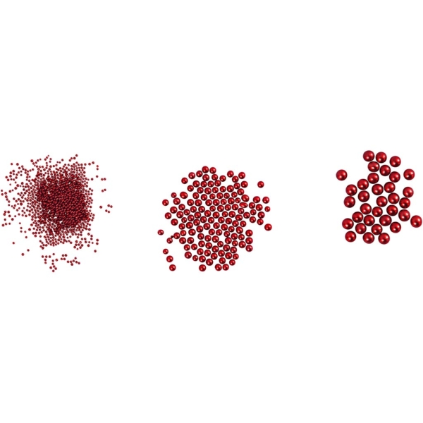 Mini Beads - Sortiment, Größe 0,6-0,8+1,5-2+3 mm, Rot, 3x45 g/ 1 Pck – Bild 5