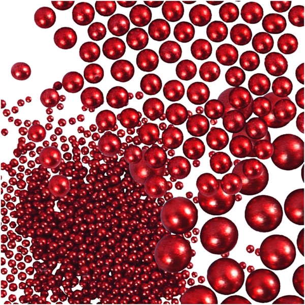 Mini Beads - Sortiment, Größe 0,6-0,8+1,5-2+3 mm, Rot, 3x45 g/ 1 Pck – Bild 6