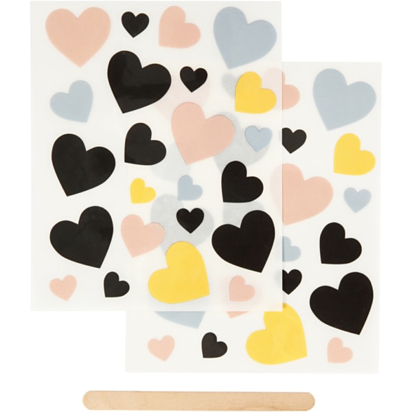 Rub-on Sticker, Herzen, 12,2x15,3 cm, 1 Pck