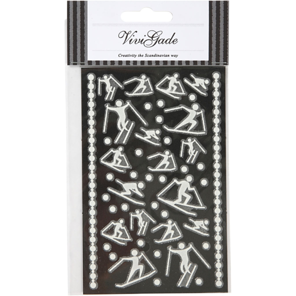Moosgummi-Sticker, Skiläufer, 9x14 cm, Größe 5-30 mm, Weiß, 1 Bl. – Bild 2