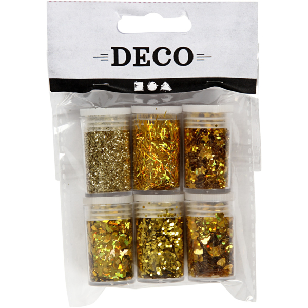 Glitter-/Pailletten-Sortiment, Gold, 6x5 g/ 1 Pck – Bild 2