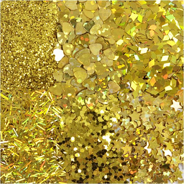 Glitter-/Pailletten-Sortiment, Gold, 6x5 g/ 1 Pck – Bild 3