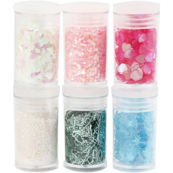 Glitter-/Pailletten-Sortiment, Pastellfarben, 6x5 g/ 1 Pck
