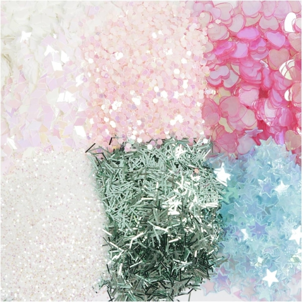 Glitter-/Pailletten-Sortiment, Pastellfarben, 6x5 g/ 1 Pck – Bild 4