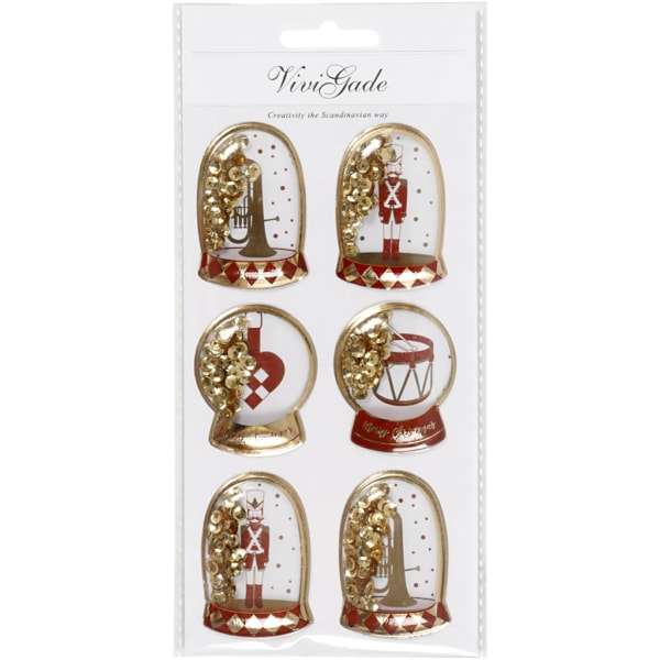 Schüttel-Sticker, Nussknacker, Größe 49x32+45x36 mm, Gold, 6 Stk/ 1 Pck – Bild 2