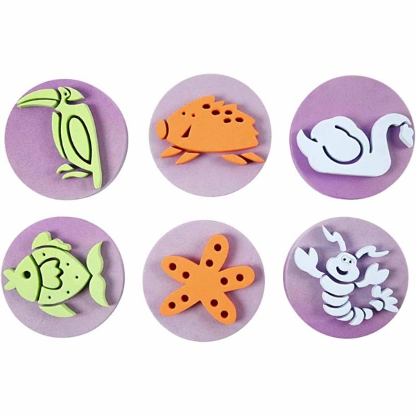 Moosgummi-Stempel, Zoo, D 7,5 cm, Dicke 2,5 cm, 6 Stk/ 1 Pck – Bild 2