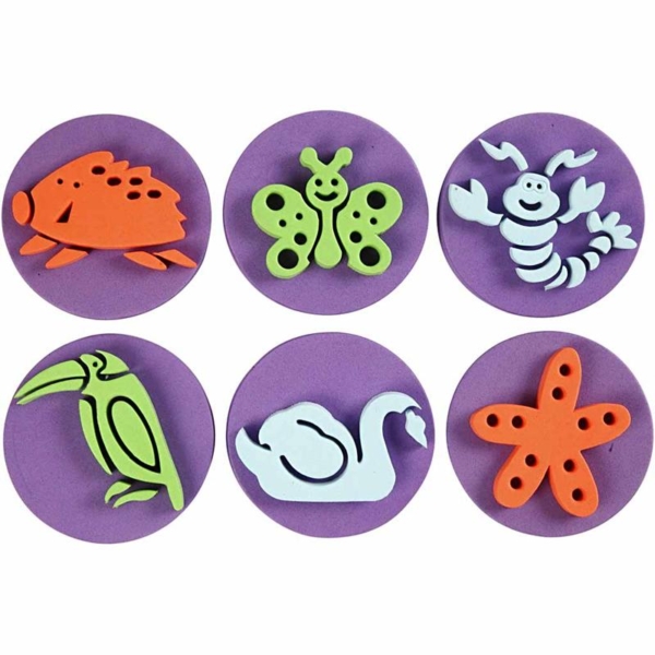 Moosgummi-Stempel, Zoo, D 7,5 cm, Dicke 2,5 cm, 6 Stk/ 1 Pck – Bild 3