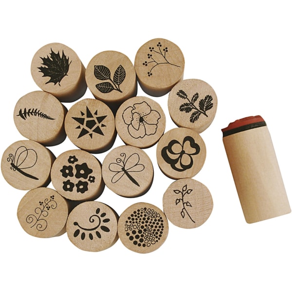 Deco Art-Stempel, Blumen- und Blätter, H 26 mm, D 20 mm, 15 Stk/ 1 Pck – Bild 4