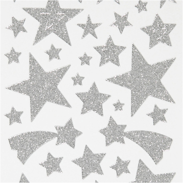 Sticker mit Glitter, Sterne, 10x24 cm, Silber, 2 Bl./ 1 Pck – Bild 3