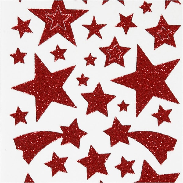 Sticker mit Glitter, Sterne, 10x24 cm, Rot, 2 Bl./ 1 Pck – Bild 3
