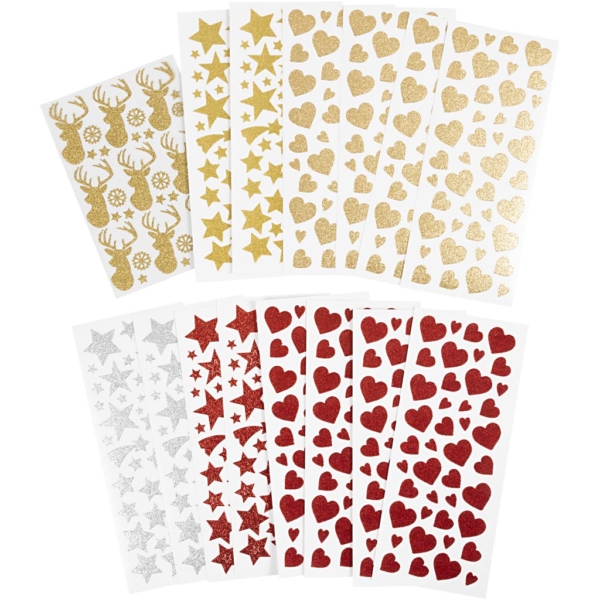 Sticker mit Glitter, 10x24+12x18,5 cm, 8 Bl./ 1 Pck