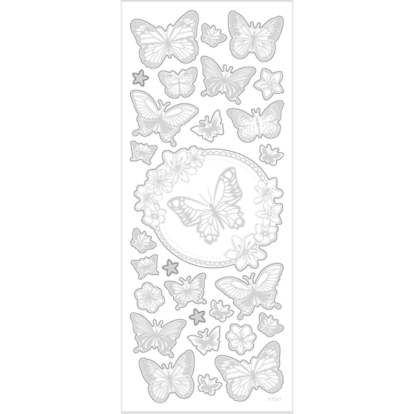 Sticker mit Sternen, Schmetterling, 10x24 cm, Silber, 1 Bl. – Bild 2