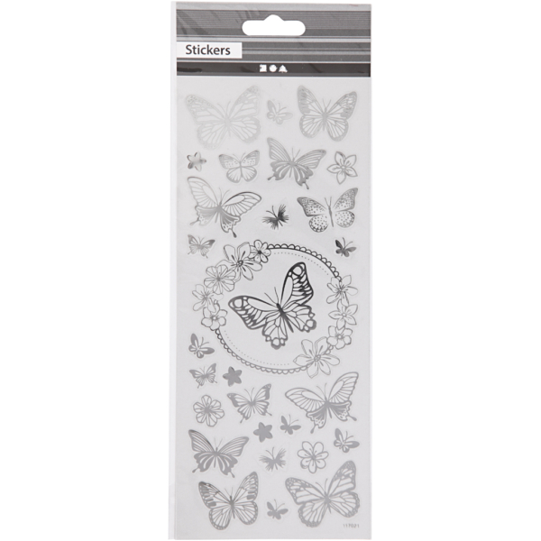 Sticker mit Sternen, Schmetterling, 10x24 cm, Silber, 1 Bl. – Bild 3