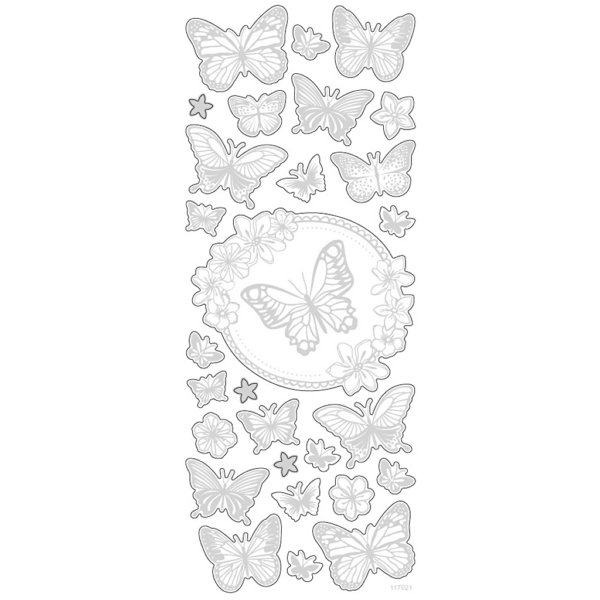 Sticker mit Sternen, Schmetterling, 10x24 cm, Silber, 1 Bl. – Bild 4