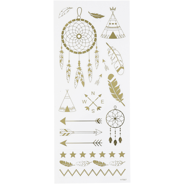 Sticker 'Thank you', Indianer-Motive, 10x24 cm, Gold, 1 Bl.
