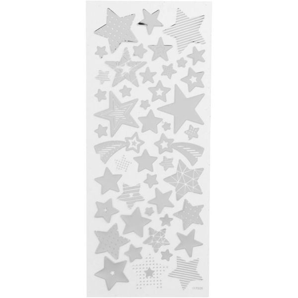 Sticker mit Sternen, Sterne, 10x24 cm, Silber, 1 Bl.
