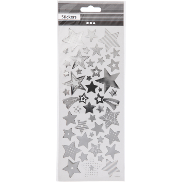 Sticker mit Sternen, Sterne, 10x24 cm, Silber, 1 Bl. – Bild 2