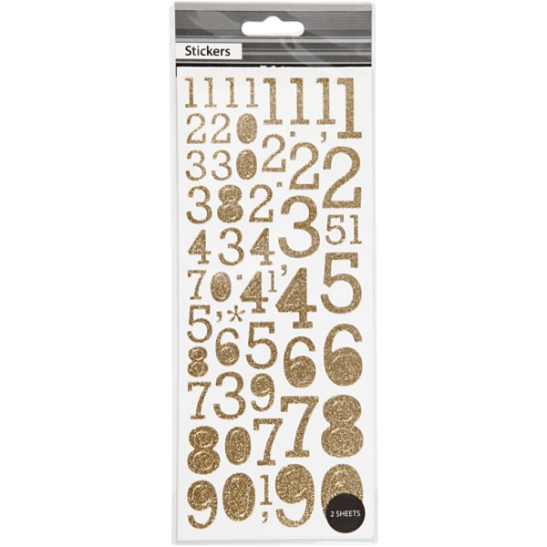Sticker mit Glitter, Zahlen, 10x24 cm, Gold, 2 Bl./ 1 Pck – Bild 2