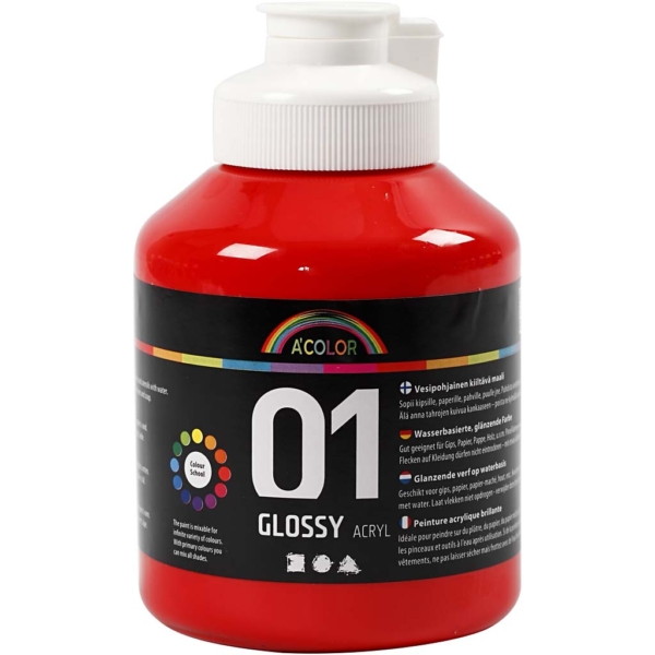 A-Color Acrylfarbe , Glänzend, Rot, 500 ml/ 1 Fl.