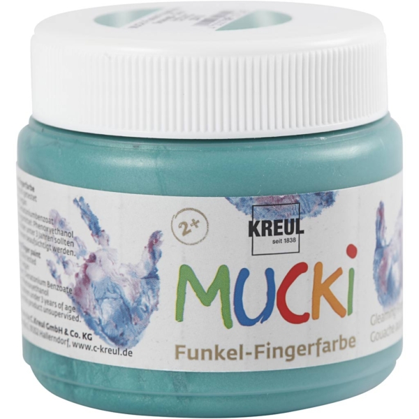 Mucki Fingerfarbe, Metallic-Grün, 150 ml/ 1 Dose – Bild 2