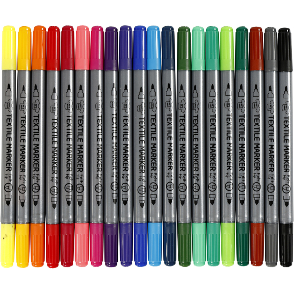 Textil-Marker, Strichstärke 2,3+3,6 mm, Standard-Farben, 20 Stk/ 1 Pck – Bild 2