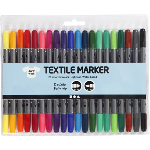Textil-Marker, Strichstärke 2,3+3,6 mm, Standard-Farben, 20 Stk/ 1 Pck – Bild 4