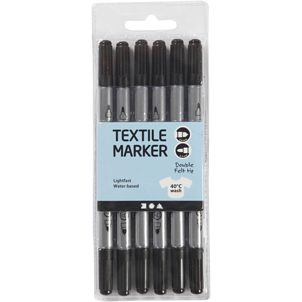 Textil-Marker, Strichstärke 2,3+3,6 mm, Schwarz, 6 Stk/ 1 Pck – Bild 4