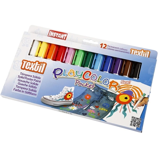 Playcolor Stoffmalstifte, L 14 cm, Sortierte Farben, 12 Stk/ 1 Pck, 5 g – Bild 4
