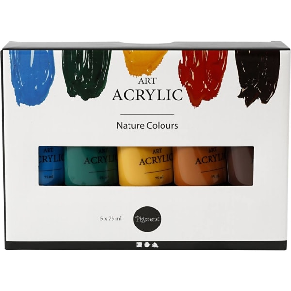 Pigment Art Acrylfarbe, Naturfarben, Mattglänzend, Sortierte Farben, 5x75 ml/ 1 Pck – Bild 3